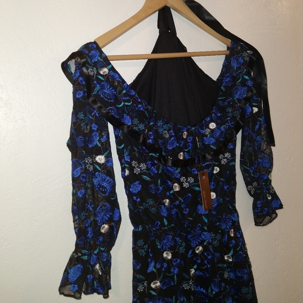 NWT ALEXIA ADMOR Royal Blue Floral Off The Shoulder Dress - Picture 10 of 10